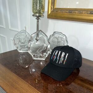 AMIRI Classic Black Hat With Paint Splash Color Embroidered Logo